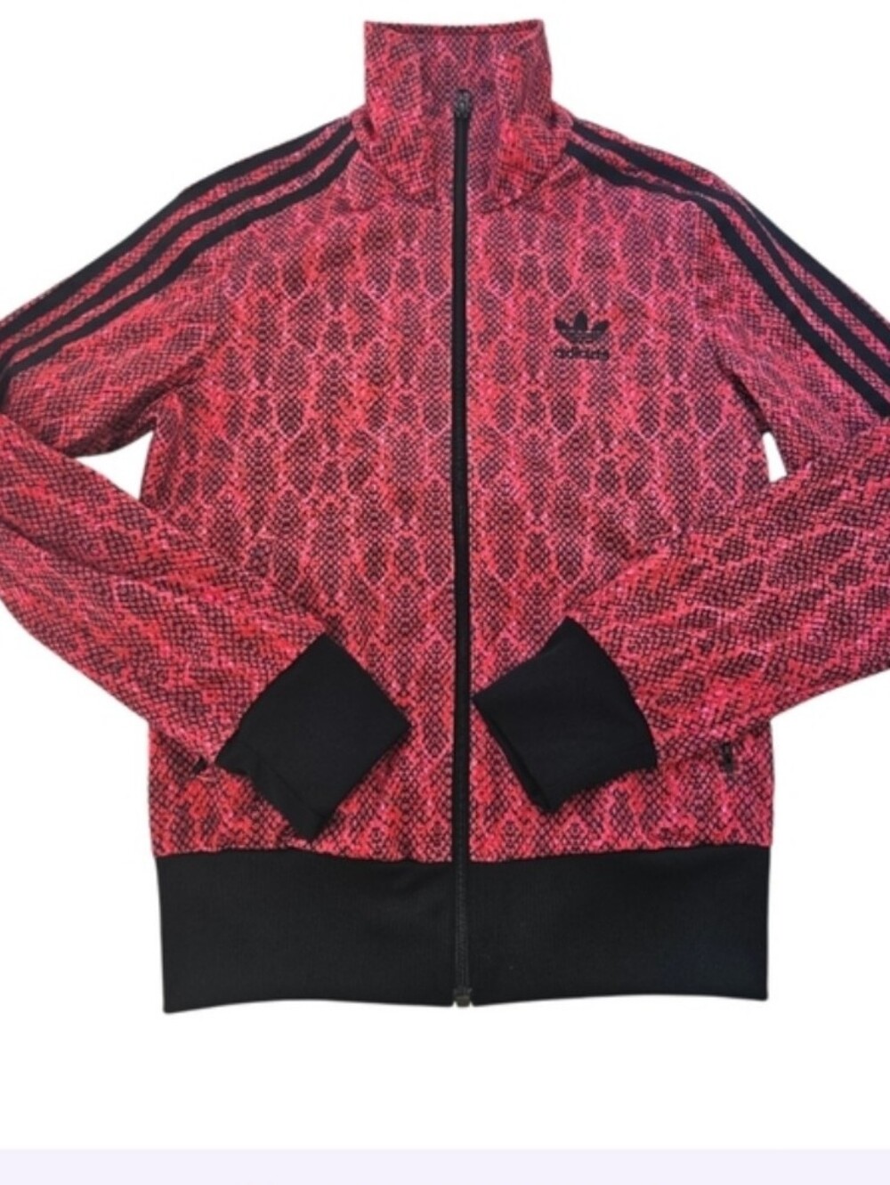adidas Red Snake-Print Track Bomber Jacket with Black Trim